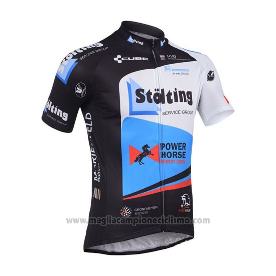 2013 Abbigliamento Ciclismo Stolting Nero e Celeste Manica Corta e Salopette