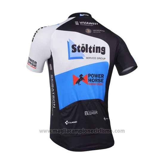 2013 Abbigliamento Ciclismo Stolting Nero e Celeste Manica Corta e Salopette