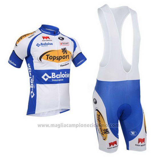 2013 Abbigliamento Ciclismo Topsport Bianco e Celeste Manica Corta e Salopette