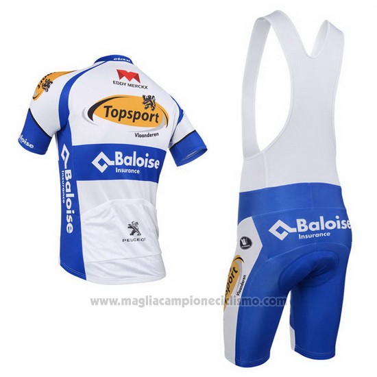 2013 Abbigliamento Ciclismo Topsport Bianco e Celeste Manica Corta e Salopette