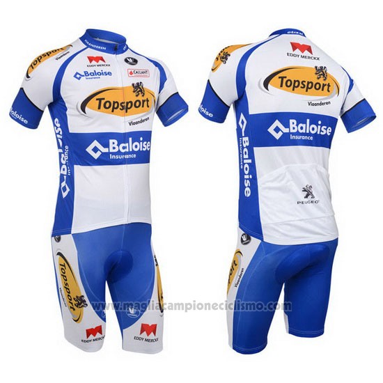 2013 Abbigliamento Ciclismo Topsport Bianco e Celeste Manica Corta e Salopette