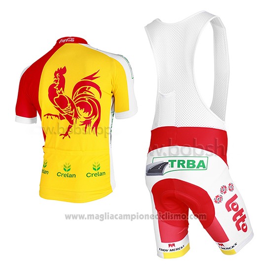 2013 Abbigliamento Ciclismo Wallonie Bruxelles Giallo e Rosso Manica Corta e Salopette