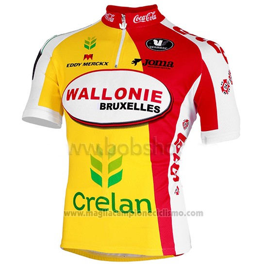 2013 Abbigliamento Ciclismo Wallonie Bruxelles Giallo e Rosso Manica Corta e Salopette