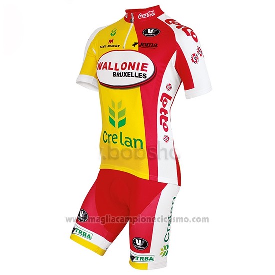 2013 Abbigliamento Ciclismo Wallonie Bruxelles Giallo e Rosso Manica Corta e Salopette