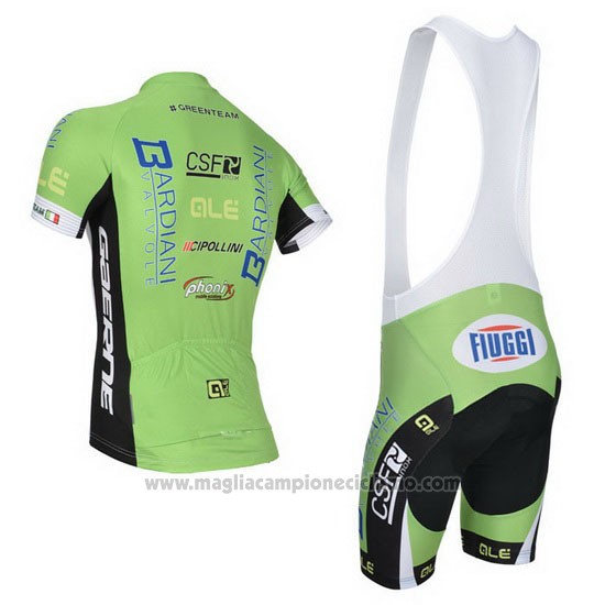 2014 Abbigliamento Ciclismo Bardiani Bianco e Verde Manica Corta e Salopette