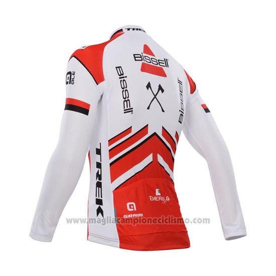 2014 Abbigliamento Ciclismo Bissell Bianco e Rosso Manica Lunga e Salopette