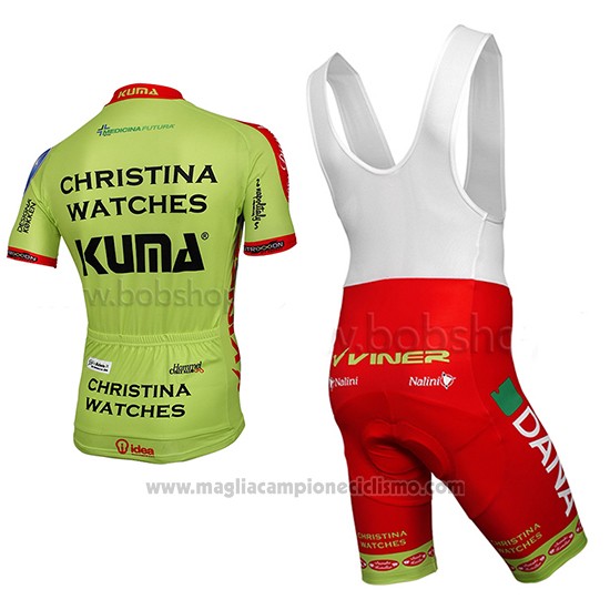 2014 Abbigliamento Ciclismo Christina Watches Onfone Verde Manica Corta e Salopette