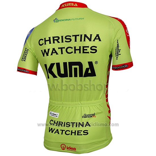 2014 Abbigliamento Ciclismo Christina Watches Onfone Verde Manica Corta e Salopette