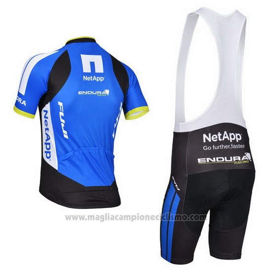 2014 Abbigliamento Ciclismo Netapp Nero e Blu Manica Corta e Salopette
