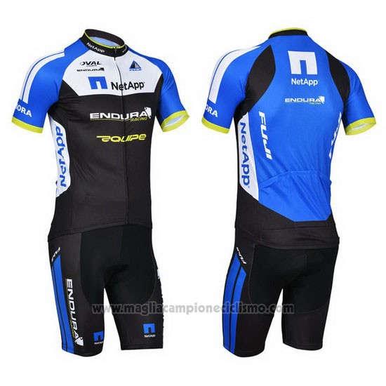 2014 Abbigliamento Ciclismo Netapp Nero e Blu Manica Corta e Salopette