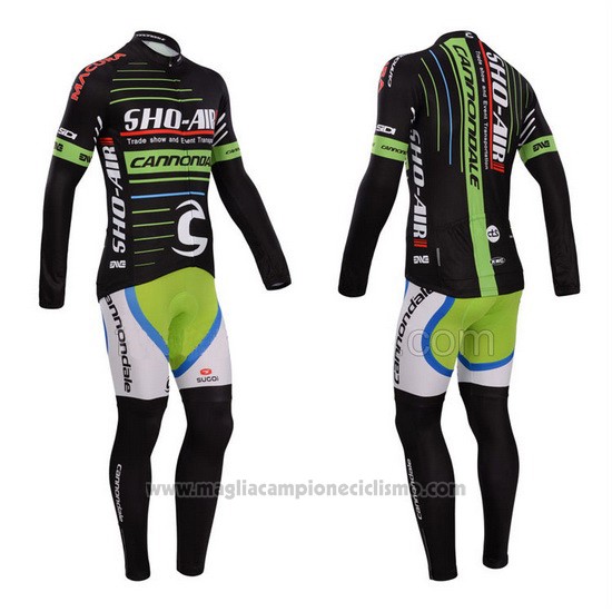 2014 Abbigliamento Ciclismo Sho Air Cannondale Nero Manica Lunga e Salopette