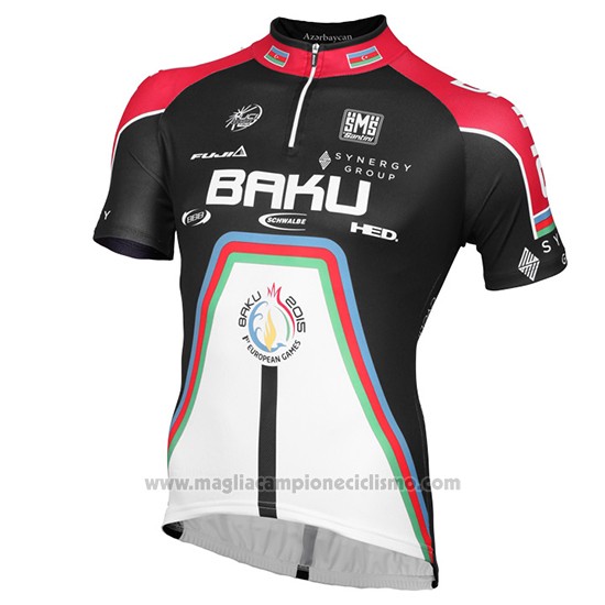 2015 Abbigliamento Ciclismo Baku Nero e Bianco Manica Corta e Salopette