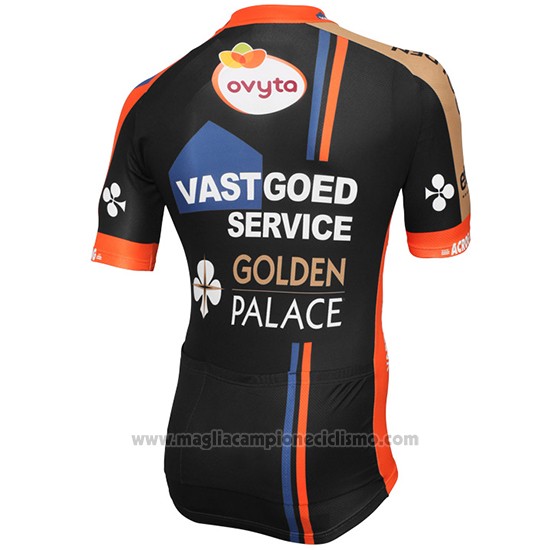 2015 Abbigliamento Ciclismo Vastgoedservice Golden Palace Nero e Arancione Manica Corta e Salopette