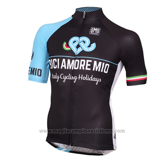 2016 Abbigliamento Ciclismo Bici Amore Mio Nero e Blu Manica Corta e Salopette