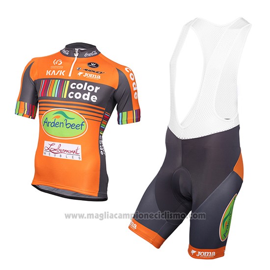 2016 Abbigliamento Ciclismo Color Code Arancione Manica Corta e Salopette