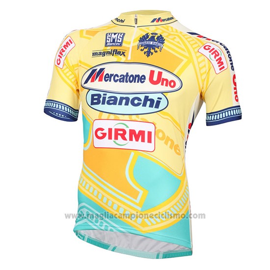 2016 Abbigliamento Ciclismo Mercatone Uno Giallo Manica Corta e Salopette