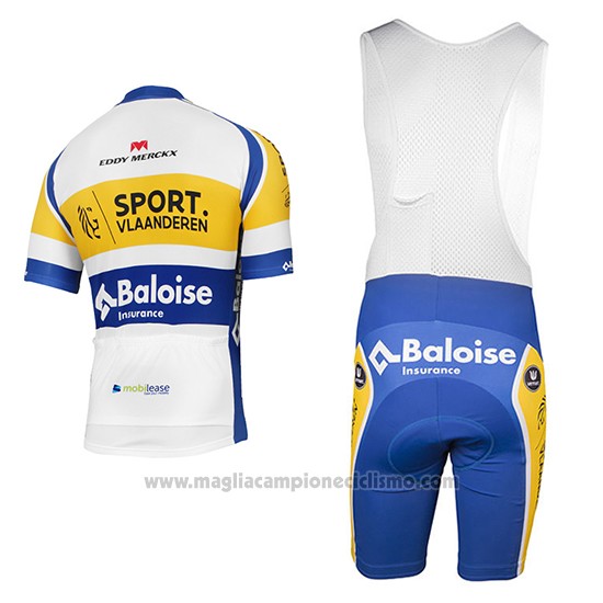 2016 Abbigliamento Ciclismo Sport Vlaanderen Baloise Bianco e Giallo Manica Corta e Salopette