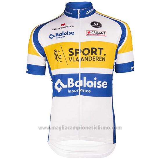 2016 Abbigliamento Ciclismo Sport Vlaanderen Baloise Bianco e Giallo Manica Corta e Salopette