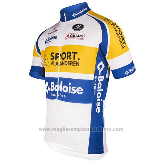 2016 Abbigliamento Ciclismo Sport Vlaanderen Baloise Bianco e Giallo Manica Corta e Salopette