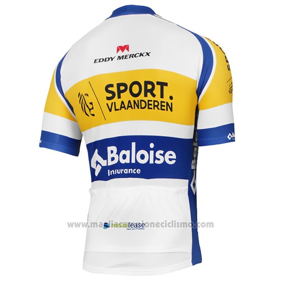 2016 Abbigliamento Ciclismo Sport Vlaanderen Baloise Bianco e Giallo Manica Corta e Salopette