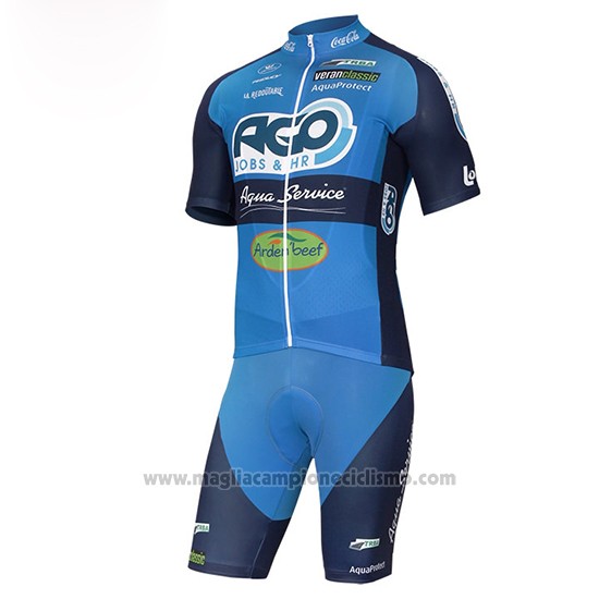 2017 Abbigliamento Ciclismo Ago Aqua Service Blu Manica Corta e Salopette