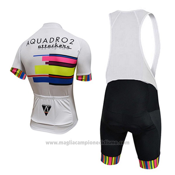 2017 Abbigliamento Ciclismo Aquadro Attackers Bianco Manica Corta e Salopette