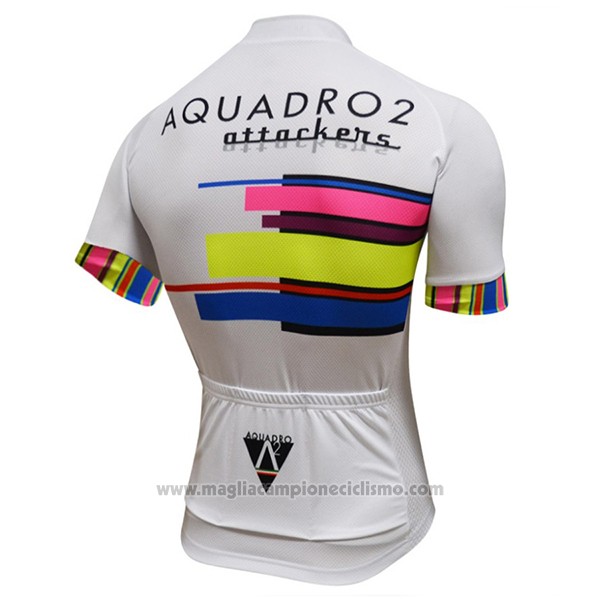 2017 Abbigliamento Ciclismo Aquadro Attackers Bianco Manica Corta e Salopette
