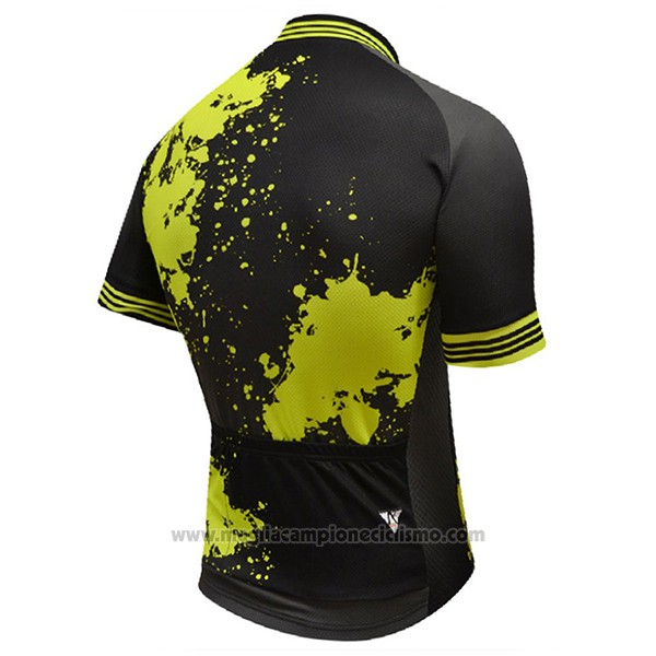 2017 Abbigliamento Ciclismo Aquadro Splash Nero e Giallo Manica Corta e Salopette