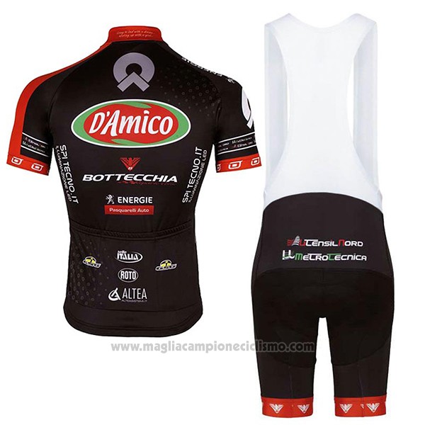 2017 Abbigliamento Ciclismo D'amico Bottecchia Nero Manica Corta e Salopette