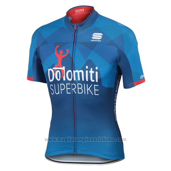 2017 Abbigliamento Ciclismo Dolomiti Superbike Blu Manica Corta e Salopette
