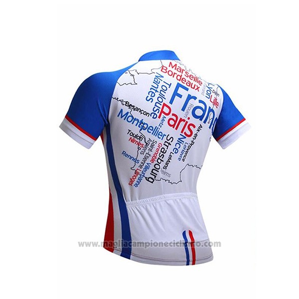 2017 Abbigliamento Ciclismo France Snovaky Blu e Bianco Manica Corta e Salopette