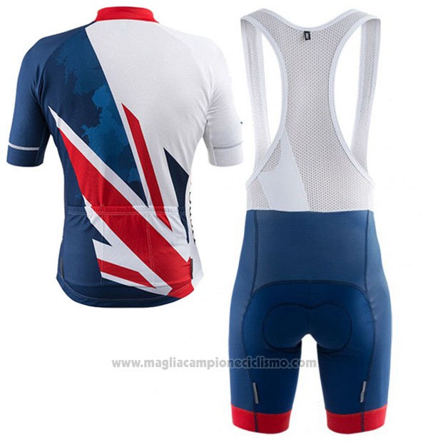 2017 Abbigliamento Ciclismo Kalas HSBC GB Blu e Bianco Manica Corta e Salopette