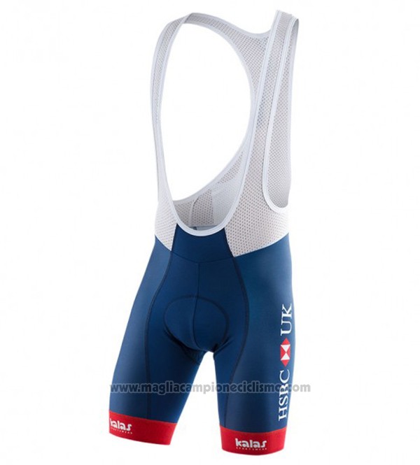 2017 Abbigliamento Ciclismo Kalas HSBC GB Blu e Bianco Manica Corta e Salopette