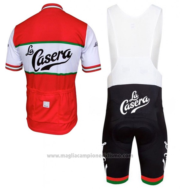 2017 Abbigliamento Ciclismo La Casera Vintage Rosso Manica Corta e Salopette