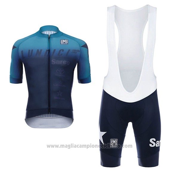 2017 Abbigliamento Ciclismo Lundici Nero e Blu Manica Corta e Salopette