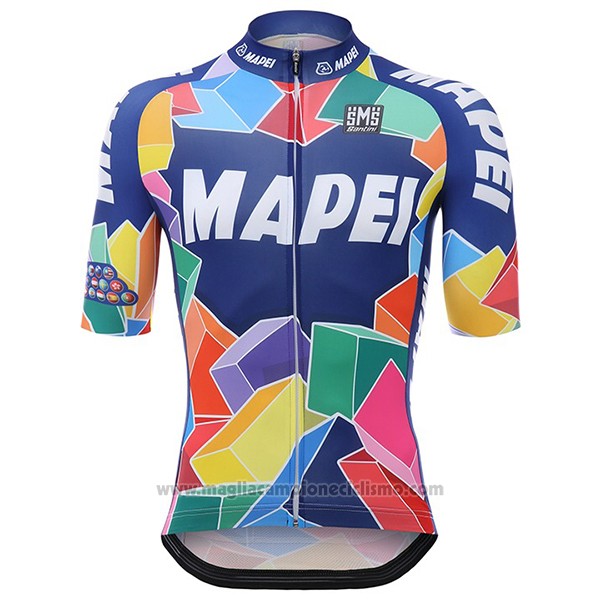 2017 Abbigliamento Ciclismo Mapei Blu Manica Corta e Salopette