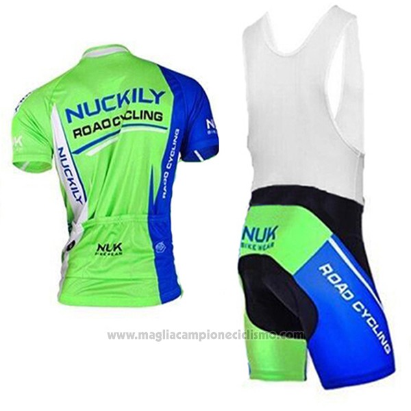 2017 Abbigliamento Ciclismo Nuckily Bianco e Verde Manica Corta e Salopette