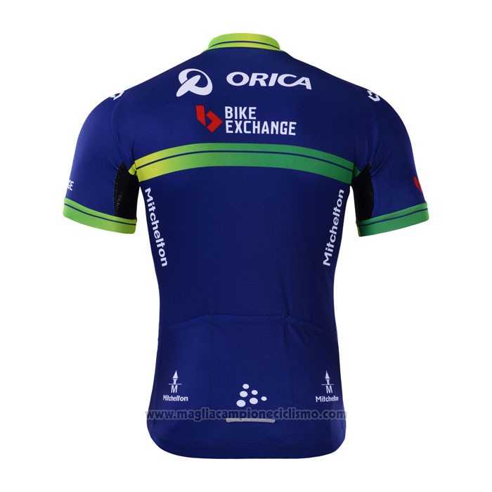 2017 Abbigliamento Ciclismo Orica Bike Exchange Blu Manica Corta e Salopette