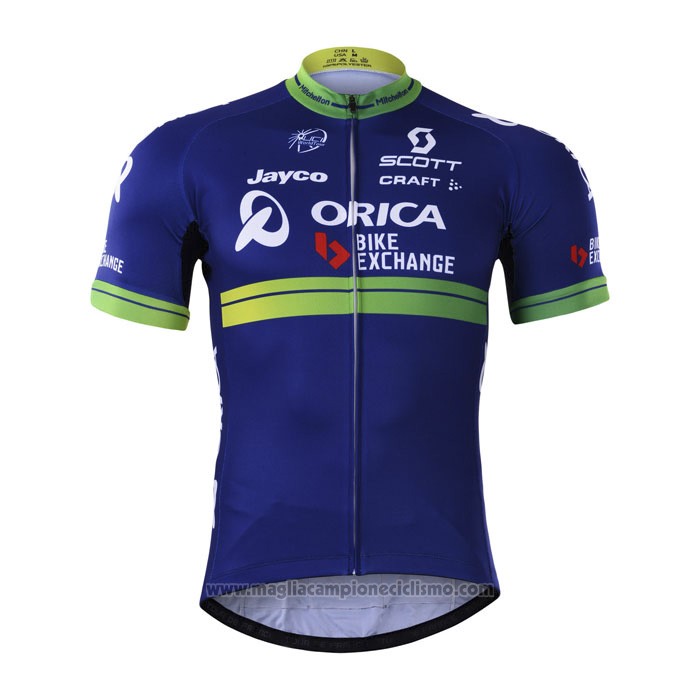 2017 Abbigliamento Ciclismo Orica Bike Exchange Blu Manica Corta e Salopette