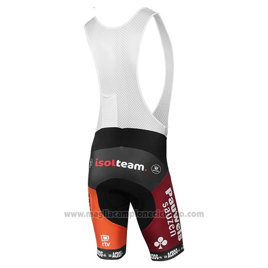 2017 Abbigliamento Ciclismo Pauwels Sauzen Vastgoedservice Nero e Arancione Manica Corta e Salopette