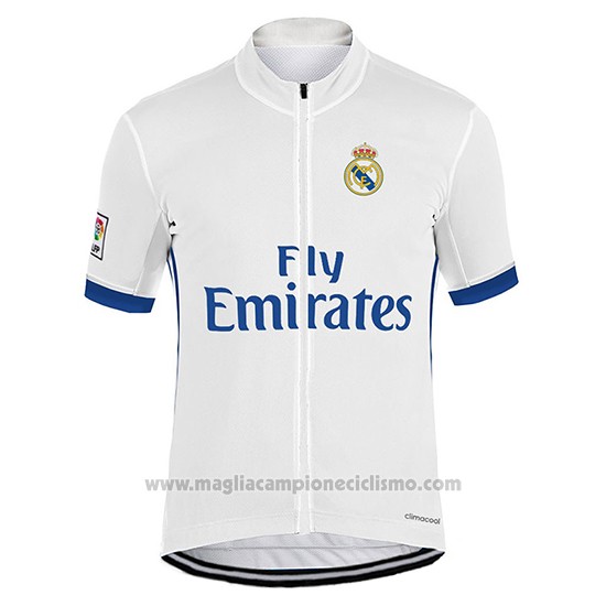 2017 Abbigliamento Ciclismo Real Madrid Bianco Manica Corta e Salopette