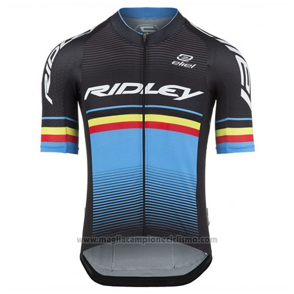 2017 Abbigliamento Ciclismo Ridley Rincon Azzurro e Nero Manica Corta e Salopette