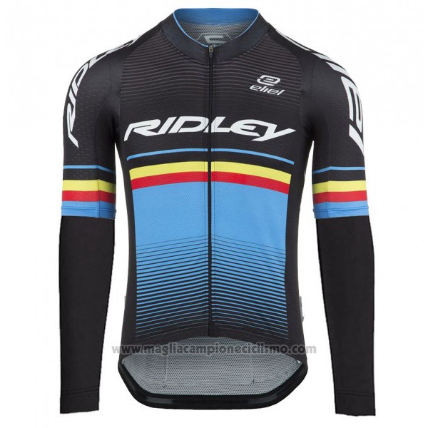 2017 Abbigliamento Ciclismo Ridley Rincon Manica Lunga e Salopette Nero e Blu Manica Corta e Salopette