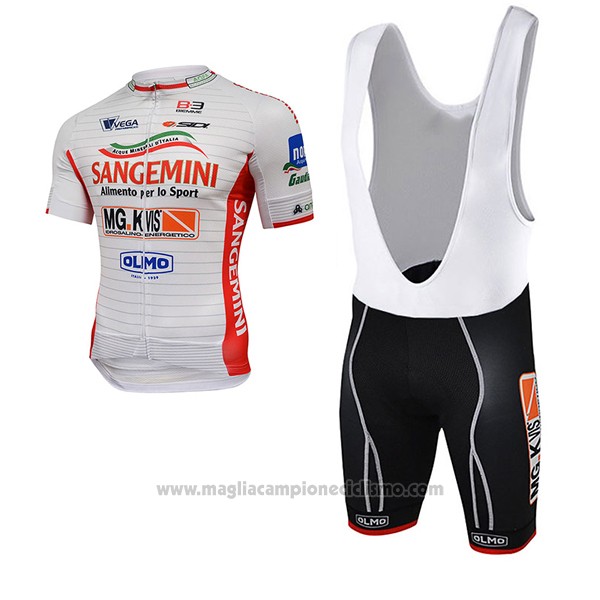 2017 Abbigliamento Ciclismo Sangemini Bianco e Arancione Manica Corta e Salopette