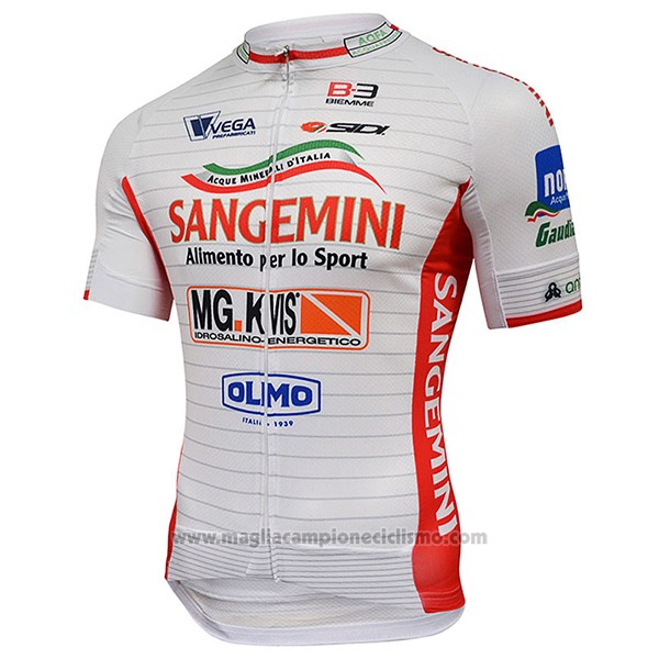 2017 Abbigliamento Ciclismo Sangemini Bianco e Arancione Manica Corta e Salopette