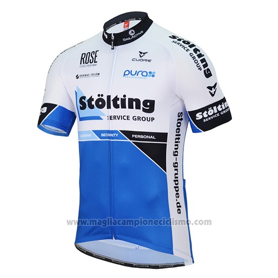 2017 Abbigliamento Ciclismo Stolting Bianco e Blu Manica Corta e Salopette