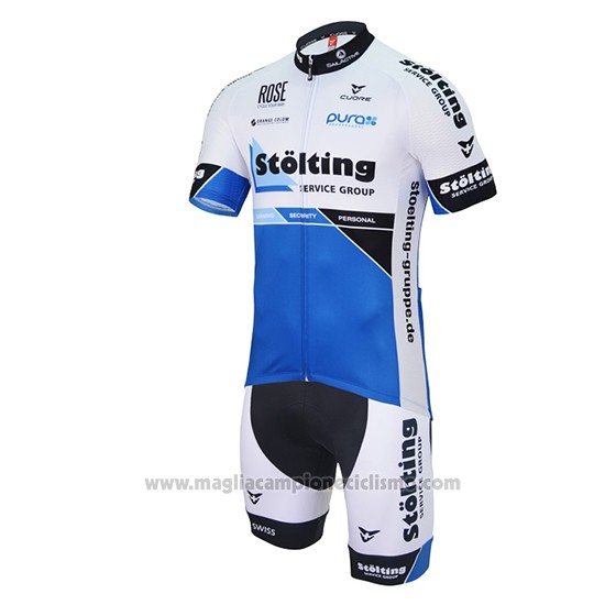 2017 Abbigliamento Ciclismo Stolting Bianco e Blu Manica Corta e Salopette