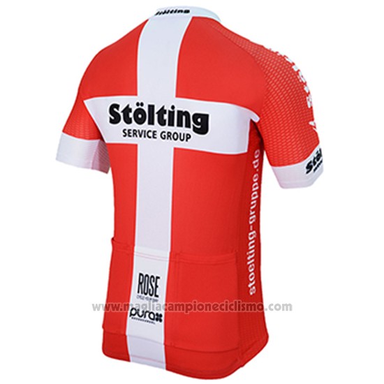 2017 Abbigliamento Ciclismo Stolting Bianco e Rosso Manica Corta e Salopette