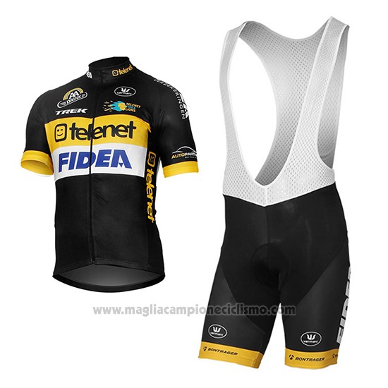 2017 Abbigliamento Ciclismo Telenet Fidea Lions Nero Manica Corta e Salopette