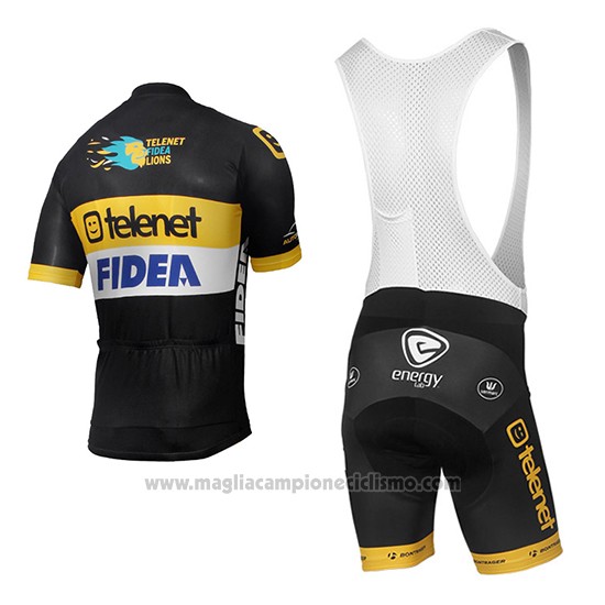 2017 Abbigliamento Ciclismo Telenet Fidea Lions Nero Manica Corta e Salopette
